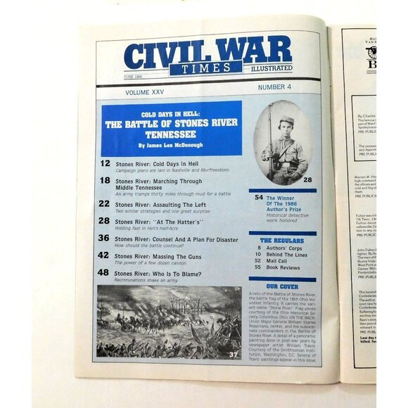 Civil War Times Illustrated June 1986 Expanded Issue Battle Of Stones River Tenn - Picture 3 of 3